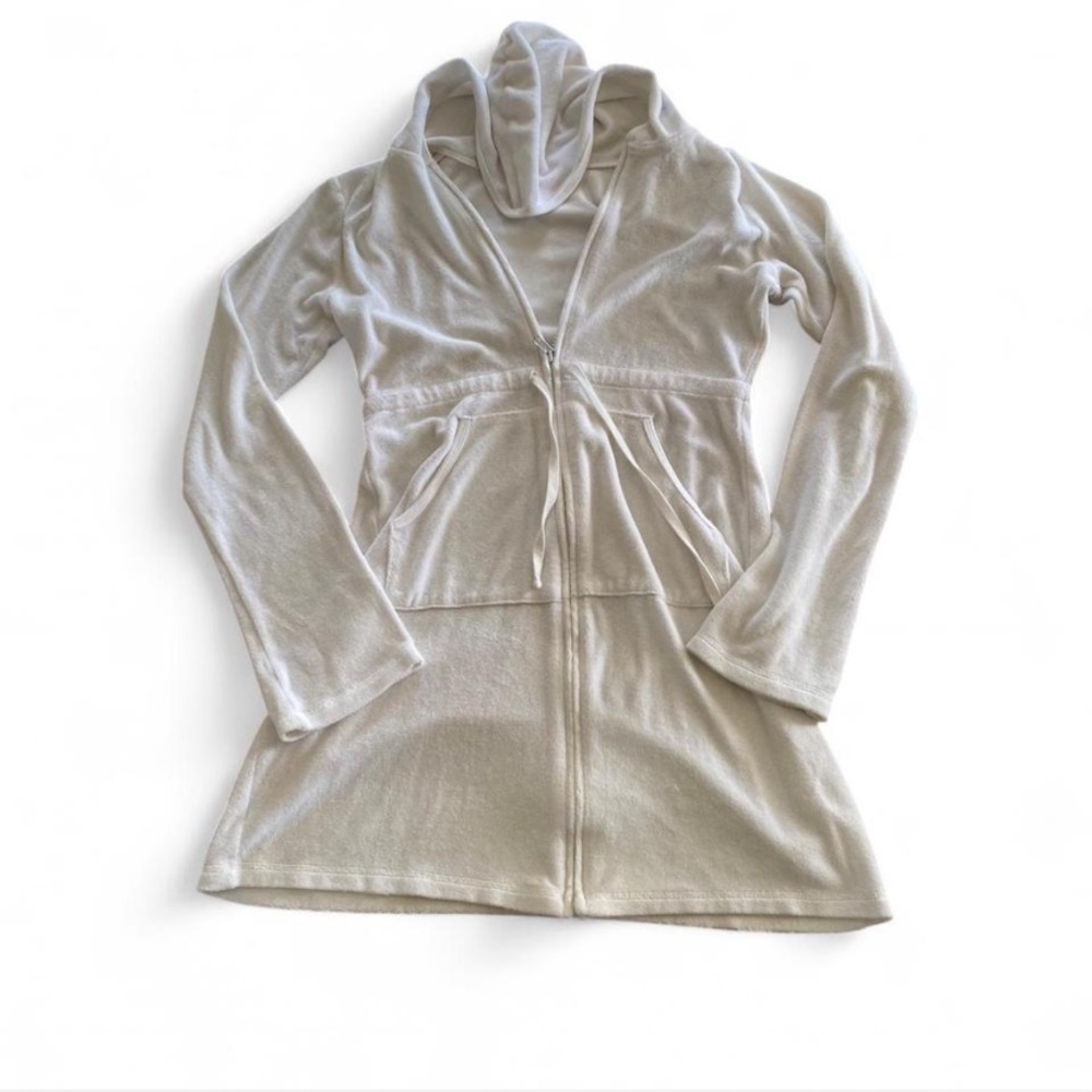 VICTORIAS SECRET White Hooded cinched zip up bath robe